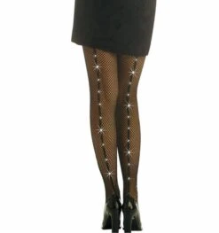 Halloweenaccessoires Visnetpanty Zwart Met 22 Bergkristal Stenen