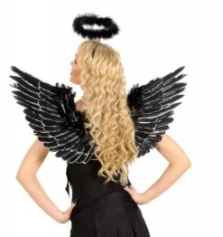 HalloweenkledingVerkoop -HalloweenkledingVerkoop halloweenaccessoires vleugels zwart met zilver gli 1