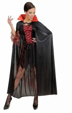 Halloweenaccessoires Zwarte Cape Met Rode Kraag