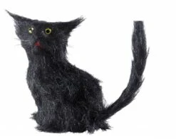Halloweenaccessoires Zwarte Katten 12cm
