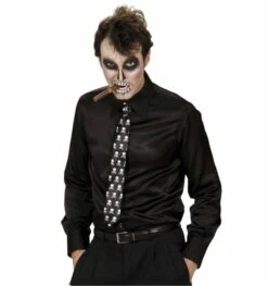 Halloweenartikel Satijnen Stropdas Met Schedels -HalloweenkledingVerkoop halloweenartikel satijnen stropdas met schedels 2