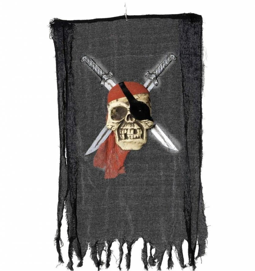 Halloweenartikelen Banner Piratenschedel Met Zwaard 1 Halloweenartikelen Banner Piratenschedel Met Zwaard