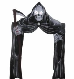 Halloweenartikelen Deurdecoratie Grimreaper Met Lichtg. Ogen 208x147cm