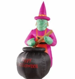 Halloweenartikelen Opblaasbare Heks Met Ketel 183cm Gebruik Binnen/buiten