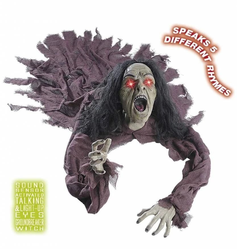 Halloweenartikelen Pratende Heks Groundbreaker Met Lichtgevende Ogen 2 Halloweenartikelen Pratende Heks Groundbreaker Met Lichtgevende Ogen - Afbeelding 2