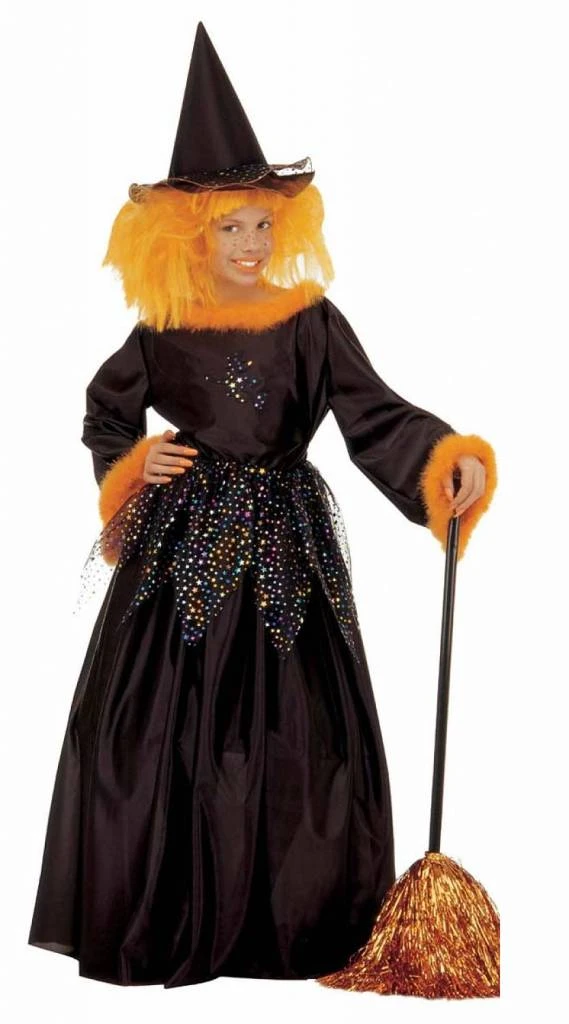 Halloweenkleding Heksje Met Verenkraag 2 Halloweenkleding Heksje Met Verenkraag - Afbeelding 2