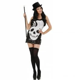 Halloweenkleding Paillettenjurkje Met Grote Schedel Afdruk