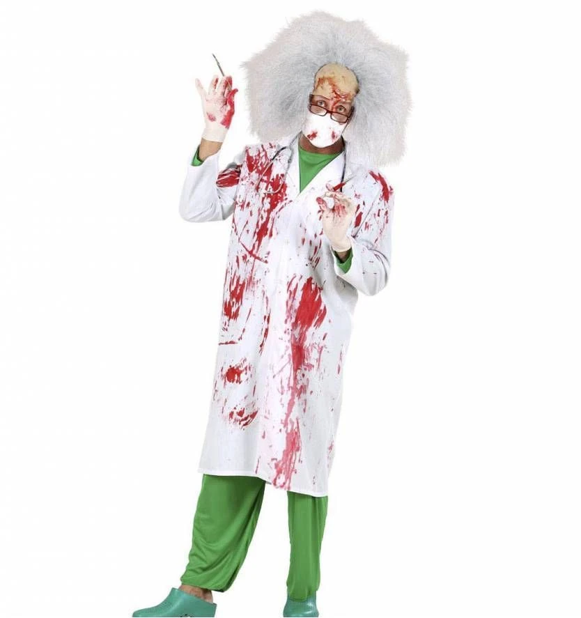 Halloweenkleding: Psycho-doctor Jim Met Bloederige Jas 1 Halloweenkleding: Psycho-doctor Jim Met Bloederige Jas