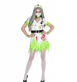 Halloweenkostuum Gifgroenen Wijkverpleegster