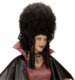 Halloweenpruik Madame Bovary Zwart