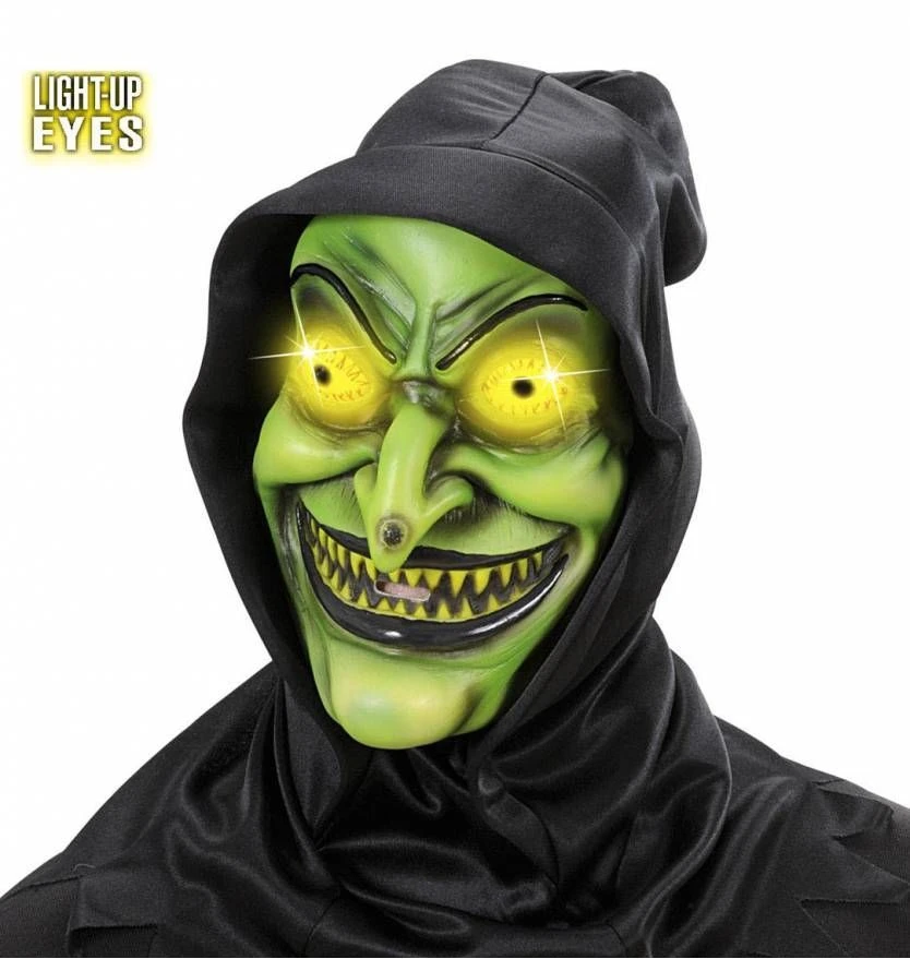 Heks Met Kapje En Oplichtende Ogen Voor Halloween 1 Heks Met Kapje En Oplichtende Ogen Voor Halloween