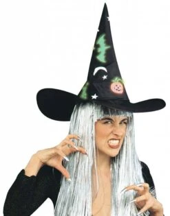 Heksenhoed ,met Glow In The Dark Motiefjes Voor Halloween Party's