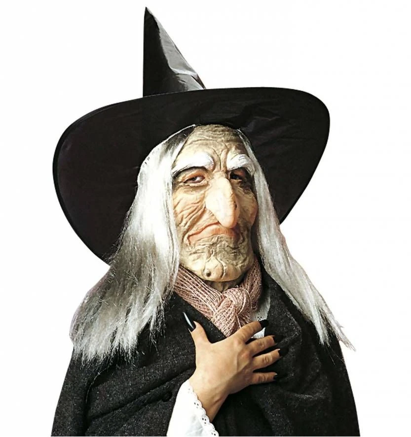 Heksenmaskers Met Hoed En Haar Voor Halloween 2 Heksenmaskers Met Hoed En Haar Voor Halloween - Afbeelding 2