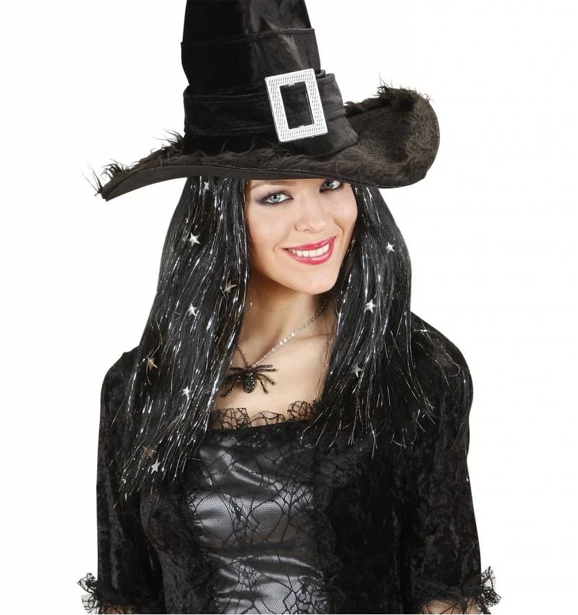 Heksenpruik Met Zilveren Sterretjes 1 Heksenpruik Met Zilveren Sterretjes