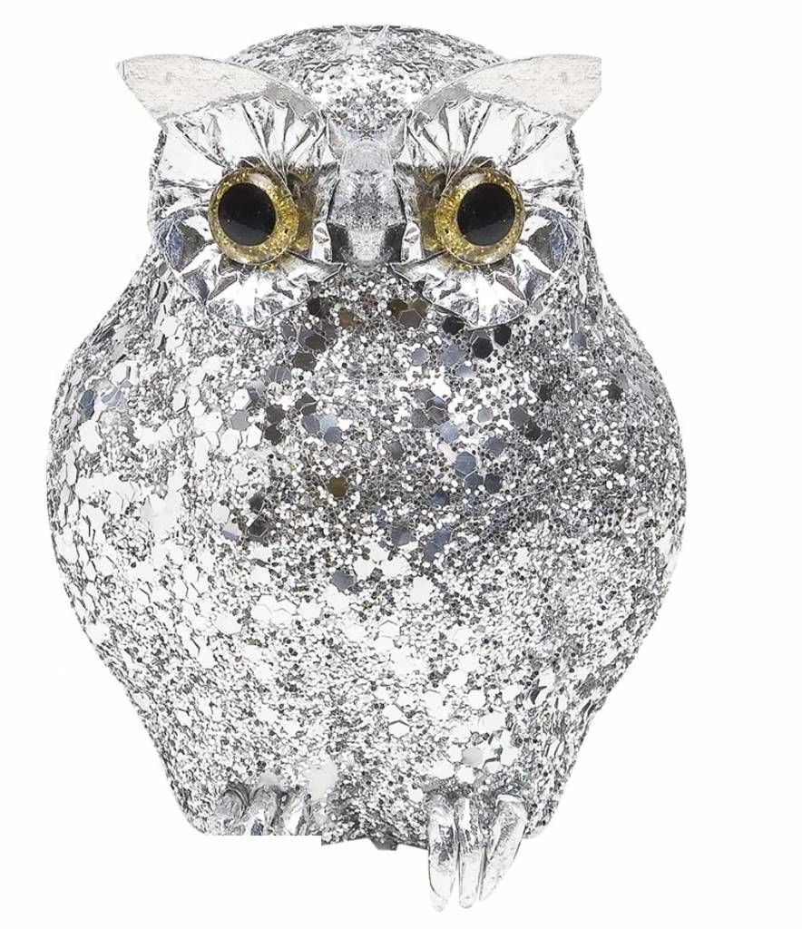 Namaak Glitter Uil Als Halloween Decoratie 2 Namaak Glitter Uil Als Halloween Decoratie - Afbeelding 2