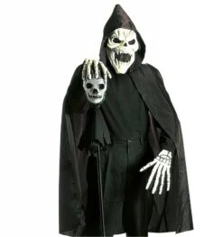 Oplichtende Schedelmasker Met Cape En Kraag 7 Oplichtende Schedelmasker Met Cape En Kraag -HalloweenkledingVerkoop oplichtende schedelmasker met cape en kraag 2