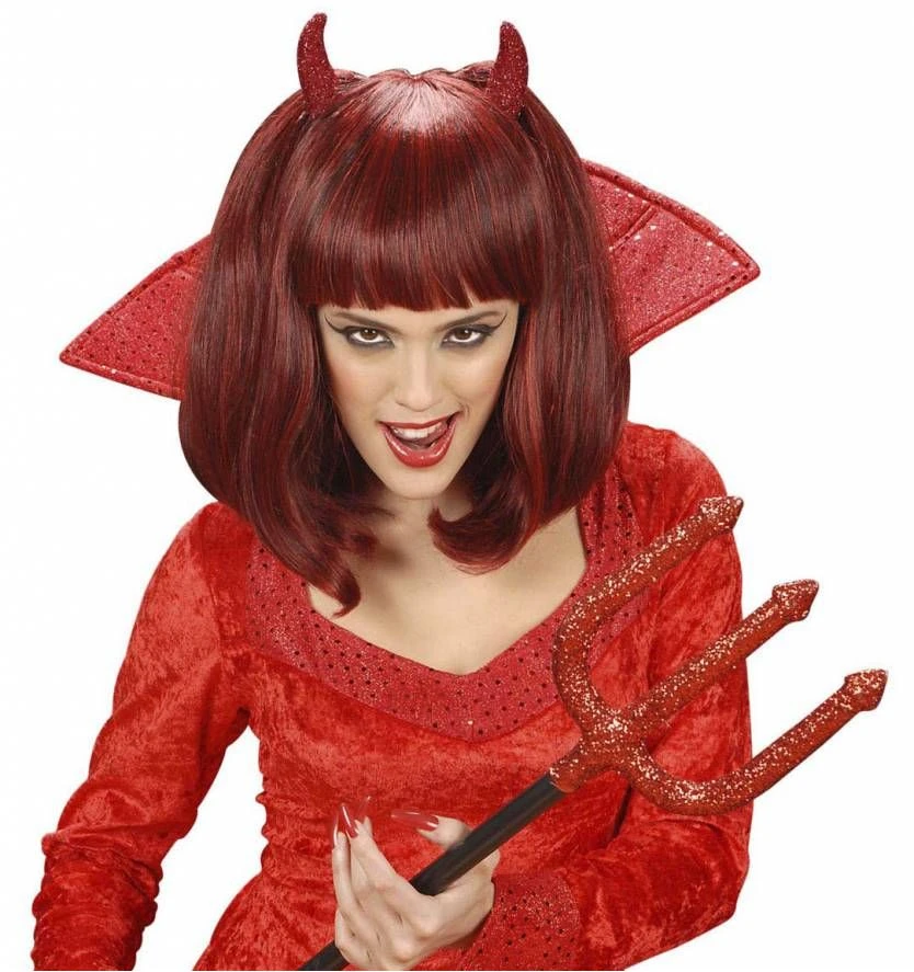 Rode Duivels Pruik Met Pony 2 Rode Duivels Pruik Met Pony - Afbeelding 2