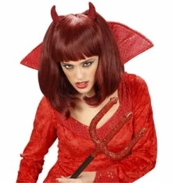 Rode Duivels Pruik Met Pony 6 Rode Duivels Pruik Met Pony -HalloweenkledingVerkoop rode duivels pruik met pony 2