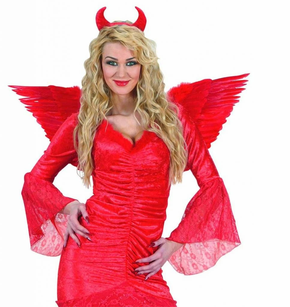 Rode Gevederde Duivels Vleugels Voor Halloween 2 Rode Gevederde Duivels Vleugels Voor Halloween - Afbeelding 2