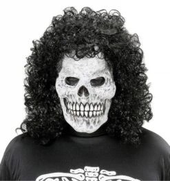 Schedel Maskers Met Enge Krulpruik Voor Halloween