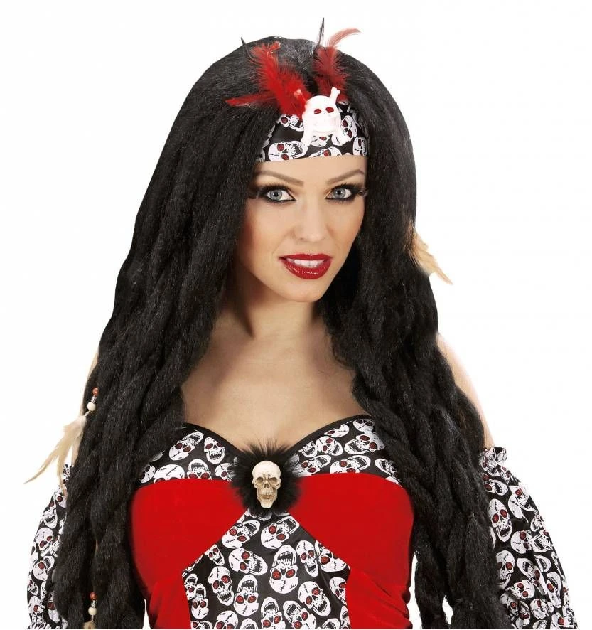 Schedelbroche Met Veren Voor Halloween 2 Schedelbroche Met Veren Voor Halloween - Afbeelding 2