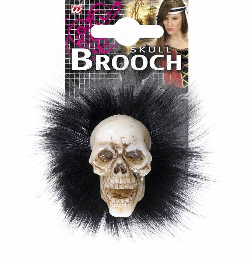 Schedelbroche Met Veren Voor Halloween 3 Schedelbroche Met Veren Voor Halloween - Afbeelding 3