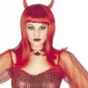 Vuurrode Duivelinnen Pruik Voor Halloween