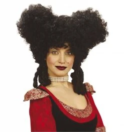 Zwart Barokke Halloween Pruik Voor Dames
