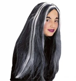 Zwart Grijze Kinder Heksenpruik Elisa -HalloweenkledingVerkoop zwart grijze kinder heksenpruik elisa 2