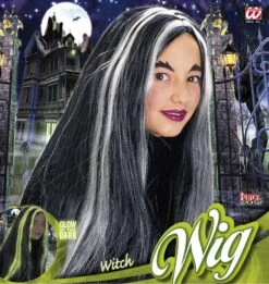 Zwart Grijze Kinder Heksenpruik Elisa -HalloweenkledingVerkoop zwart grijze kinder heksenpruik elisa 4