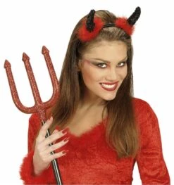 Zwarte Duivelhoorns Met Pailetten En Maraboe -HalloweenkledingVerkoop zwarte duivelhoorns met pailetten en maraboe 2