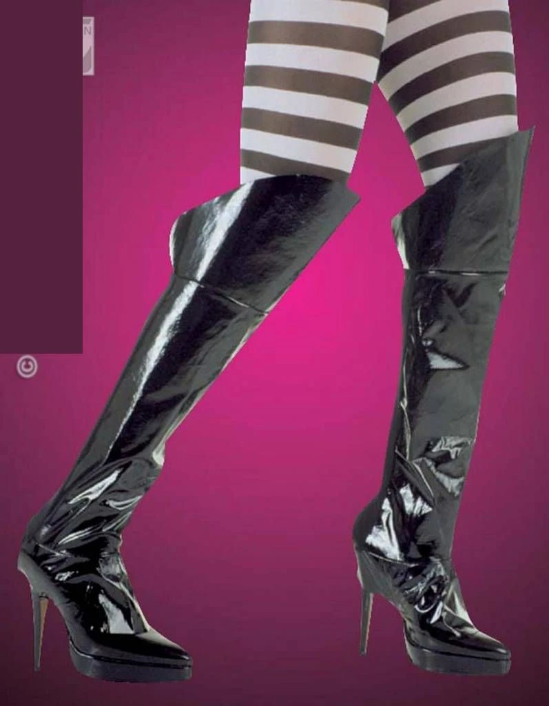 Zwarte Opzet Lak Laarzen Voor Heksen 1 Zwarte Opzet Lak Laarzen Voor Heksen